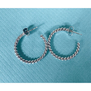 Tiffany & Co. Twist Rope Hoop Earrings .90" Sterling Silver 925